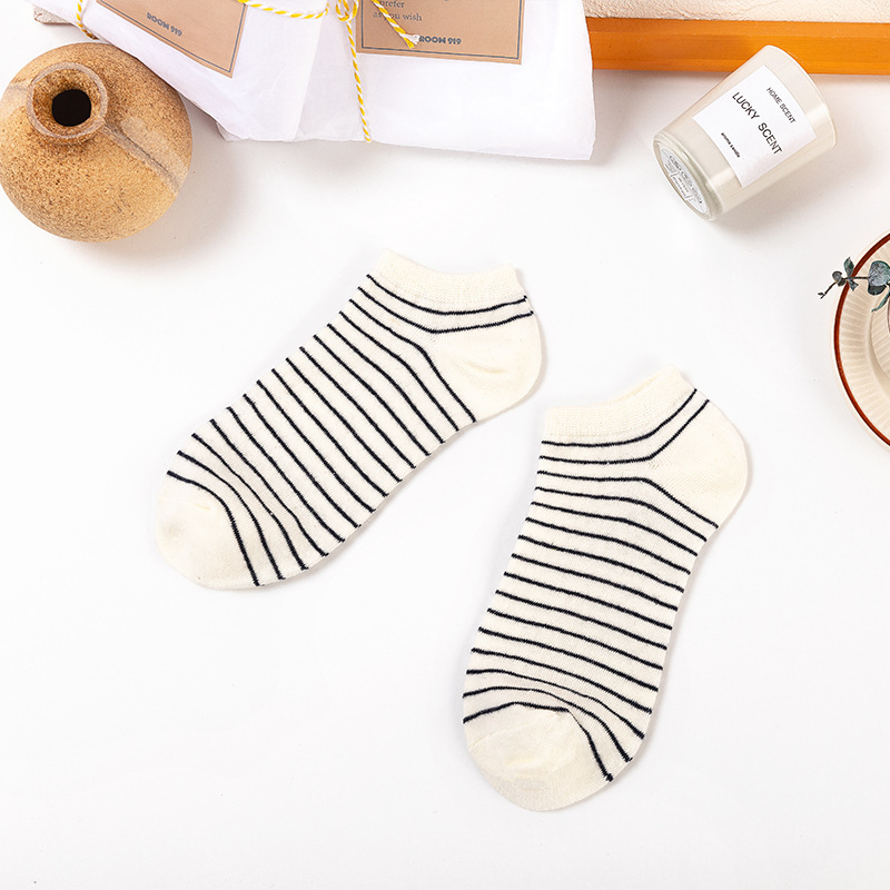 Socks Female Socks Spring And Summer Small Fresh Style Sub-striped Cotton Non-slip Socks Boat